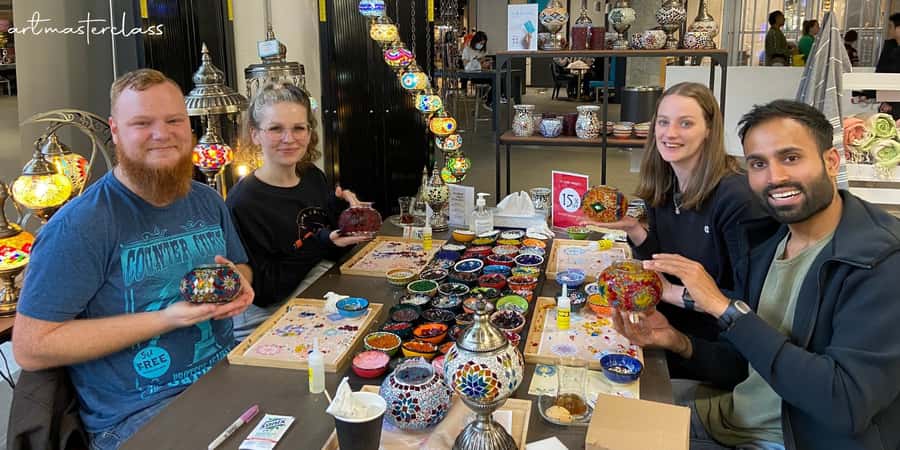 Melbourne: Mosaic Art Classes - Turkish Lamp Workshop - Glass painting plus mosaic technique, how the work comes together
