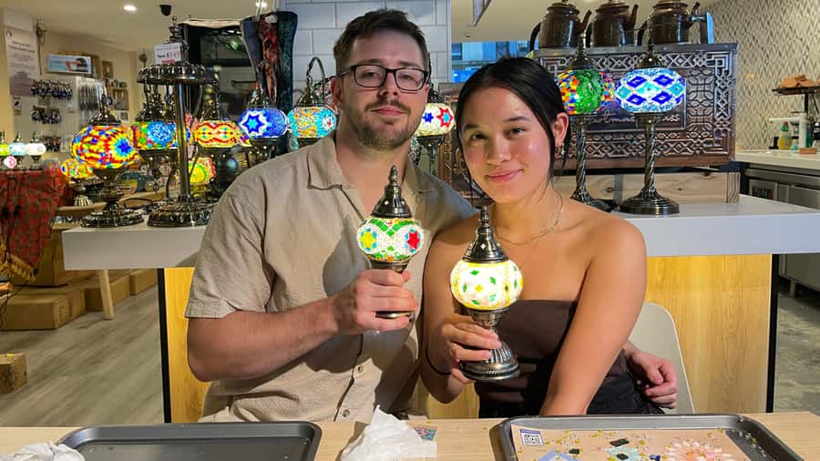 Melbourne: Mosaic Art Classes - Turkish Lamp Workshop - Turkish tea service and treats, a real break in the middle