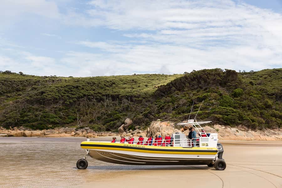 Melbourne: Wilsons Promontory Morning Wilderness Cruise - Entering the Promontory by the world’s largest custom-built amphibious boat